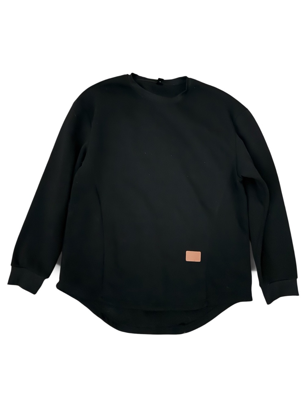 SHEIN Black Crewneck Sweatshirt with Tan Patch